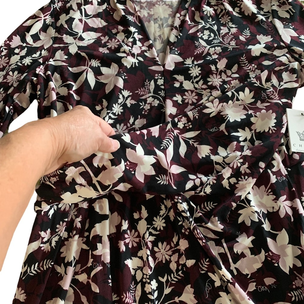 Chaus Burgundy V-Neck Wrap Blouse Size Medium - Picture 11 of 12